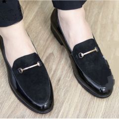 Giày Lười Nam Da Bóng Pha Da Lộn - Đế Khâu Bền Bỉ, Thời Trang Lịch Sự Dễ Phối Đồ, Giày Tây Cao Cấp cho Phái Mạnh