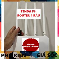 Bộ phát Wifi 4 râu TENDA F6 HÀNG CŨ - Tốc độ 300Mbps, Phát sóng mạnh, Dễ cài đặt, Hỗ trợ thiết lập Wifi phụ, Nhiều cổng LAN