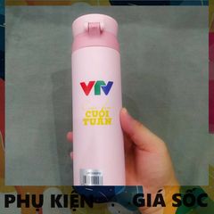 Bình Giữ Nhiệt LocknLock Wannabe One Touch 450ml Màu Hồng in logo VTV - Thép Không Gỉ, Giữ Nhiệt Nóng Lạnh, Nắp Bật Tiện Lợi