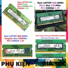 LINH KIỆN Ram 8GB DDR4 các hãng Hynix / Samsung / Kington Bus 3200Mhz PC4 3200AA 1.2V Dùng Cho Laptop  Máy Tính Xách T