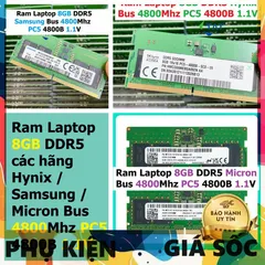 LINH KIỆN? Ram Laptop DDR5 Micron / Hynix / Samsung 8GB Bus 4800MHz PC5-4800B 1.1V Dùng Cho Máy Tính Xách Tay - Bảo hàn