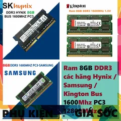 Ram Laptop 8GB DDR3 Hynix/Samsung/Kington 1600MHz PC3-12800 1.5V - Bảo Hành 36 Tháng 1 Đổi 1, Phù Hợp Cho Máy Tính Xách Tay