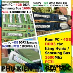 Ram PC 4GB DDR3 1600MHz Hynix/Samsung - Dùng Cho Máy Tính Để Bàn, Bảo Hành 36 Tháng 1 Đổi 1, Hiệu Năng Cao