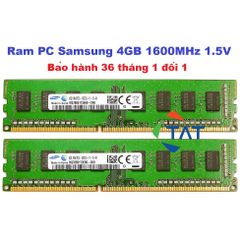 RAM DDR3 4GB 1600MHz PC3 1.5V - Hynix/Samsung, Dùng Cho Máy Tính Để Bàn Desktop, Bảo Hành 36 Tháng 1 Đổi 1
