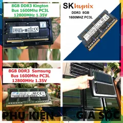 RAM Laptop DDR3 8GB 1600MHz PC3L-12800 1.35V Hynix Samsung Kingston - Bảo hành 36 tháng, Tương thích với Máy tính xách tay