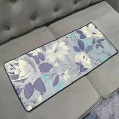 Tấm Lót Bàn Làm Việc Hoa Trắng Xanh Xám 70x30cm - Pad Chuột Chống Nước, Siêu Bền, Dày 3mm, Phù Hợp Cho Game Thủ