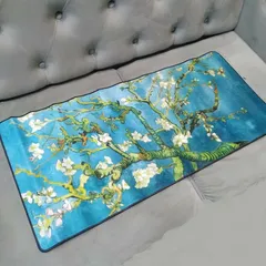 Tấm Lót Bàn Làm Việc Hoa Đào Xanh 90x40cm - Miếng Lót Chống Nước, Chống Trầy, Bề Mặt Mịn, Phù Hợp Chơi Game