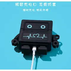 Vỏ Bọc Tai Nghe AirPods Silicon Dẻo - ROBOT Đen Cho Hộp Sạc AirPods 1 2 I11 I12 I18 I100 - Phụ Kiện Siêu Cute