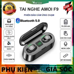 Tai Nghe True Wireless Amoi F9 - Bluetooth 5.0, Chống Nước, Âm Thanh HIFI, Pin 2000mAh, Sạc Dự Phòng, Thiết Kế Thoải Mái