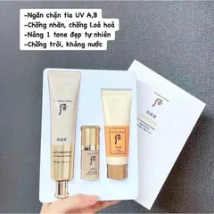 Set Kem Chống Nắng Chống Nhăn Whoo Vàng Wrinkle Sun Cream SPF 50/PA++++