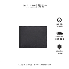 Ví Nam Da Bò Saffiano MINI-MO Dáng Ngang Sang Trọng - 6 Ngăn Đựng Thẻ Chất Liệu Cao Cấp, Thiết Kế Gập Đôi tiện lợi