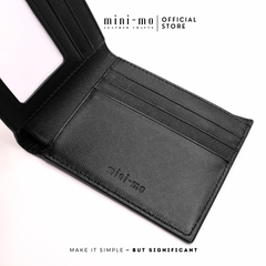 Ví Nam Da Bò Saffiano MINI-MO Dáng Ngang Sang Trọng - 6 Ngăn Đựng Thẻ Chất Liệu Cao Cấp, Thiết Kế Gập Đôi tiện lợi