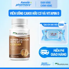 Viên uống Canxi Hữu Cơ & Vitamin D - AusNatures Super Calcium With Vit D - Hỗ trợ phát triển xương - Lọ 60 viên