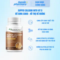 Viên uống Canxi Hữu Cơ & Vitamin D - AusNatures Super Calcium With Vit D - Hỗ trợ phát triển xương - Lọ 60 viên