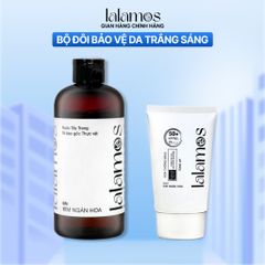 Combo Chăm Sóc Da Trắng Sáng Lalamos - Nước Tẩy Trang 280ml & Kem Chống Nắng Nhụy Kim Ngân Hoa SPF 50+ 50ml Unisex