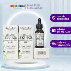 (MẪU MỚI)Vitamin D3K2 Thuần Chay LiveWise Naturals DATE 8.2026 - Mỹ - Hộp 30 ml