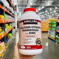 Viên Uống Canxi hữu cơ Mỹ  Calcium Citrate Magnesium And Zinc 500mg  Kirkland Signature