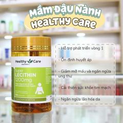 Mầm Đậu Nành Healthy Care Super Lecithin 1200mg - Viên Uống Hỗ Trợ Sức Khỏe Tim Mạch & Tăng Cường Trí Nhớ, 100 Viên