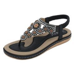 Sandal Nữ Siketu Quai Đính Hoa Đế Bằng Chống Trơn Trượt, Cao 3Cm, Thời Trang Hè 2024 – Phụ Kiện Sang Trọng Dành Cho Nữ