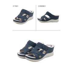 Dép Nữ Đế Xuồng 7cm Siêu Nhẹ Chống Trượt - Đế Nêm Thời Trang Lót Mềm Ấm Áp, Màu Xanh Navy Sang Trọng