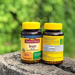 Viên sắt Iron 65mg 365 viên Nature Made của Mỹ bổ sung sắt, bổ máu, tăng cường hệ miễn dịch và tăng trí nhớ của Mỹ