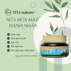 Sữa Rửa Mặt Hạnh Nhân DVi Nature - Làm Sạch Sâu Lỗ Chân Lông, Loại Bỏ Bụi Bẩn và Bã Nhờn, Dành Cho Da Nhờn, Mụn