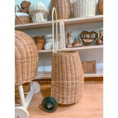 Xe đẩy mây quai sắt bánh nhựa dư xuất Hàn