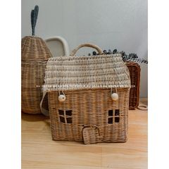 Túi xách mây hình ngôi nhà decor phòng - Trang trí nhà cửa