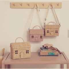 Túi xách mây hình ngôi nhà decor phòng - Trang trí nhà cửa