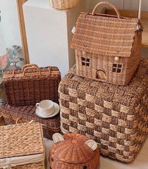 Túi xách mây hình ngôi nhà decor phòng - Trang trí nhà cửa