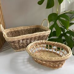Khay mây- rổ mây mini đựng hoa quả bánh kẹo decor trang trí