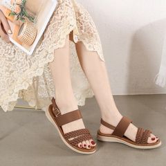 Sandal Nữ Hãng Siketu Đế Bằng Thời Trang, Dễ Chịu - Giày Phù Hợp Đi Làm, Đi Học, Đi Chơi, Màu Nâu-Xanh- Be