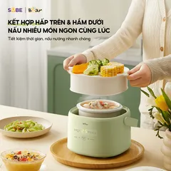 Nồi Nấu Chậm Bear SC-4H10E 1L - Nồi Nấu An Toàn, Tiện Lợi Cho Gia Đình 1-3 Người - Chất Liệu Sứ Tự Nhiên, Dễ Vệ Sinh