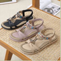 Sandal Nữ Đế Bằng Siketu Hè 2024 - Dép Mềm Thiết Kế Đa Năng Thời Trang Dây Đàn Hồi, Phong Cách Năng Động và Thoải Mái
