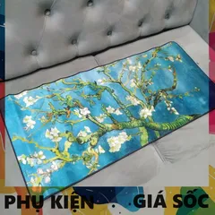 Miếng Lót Chuột Chống Nước [Hoa Đào Xanh] Cỡ Lớn 90x40cm - Bàn Di Chuột Dày Dạn 3mm, Chuyên Game Thao Tác Nhanh Chóng