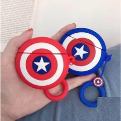 Vỏ Bọc AirPods Captain America - Phụ Kiện Tai Nghe Silicon Dẻo Cho AirPods 1 2 PRO - Thiết Kế Siêu Cute, Chất Lượng Cao