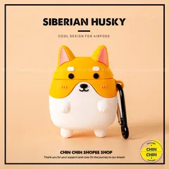 Vỏ Bọc AirPods Chó Shiba Bằng Silicon Dẻo - Phụ Kiện Hộp Sạc Tai Nghe AirPods 1 2 Chất Lượng Cao