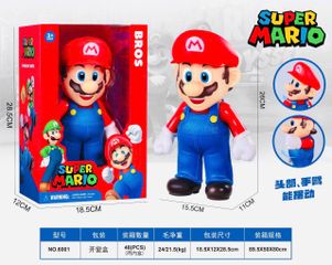 Mô hình thợ sửa ống nước Super Mario 26cm trong game cứu công chúa nấm mã 6001, chất liệu nhựa mềm