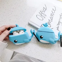 Vỏ Bọc Airpods Silicon Dẻo - Hộp Sạc Tai Nghe AirPods 1 2 Hình Cá Heo Xanh Dễ Thương, Chất Liệu Bền Bỉ, Tặng Kèm Móc Đeo