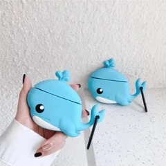 Vỏ Bọc Airpods Silicon Dẻo - Hộp Sạc Tai Nghe AirPods 1 2 Hình Cá Heo Xanh Dễ Thương, Chất Liệu Bền Bỉ, Tặng Kèm Móc Đeo