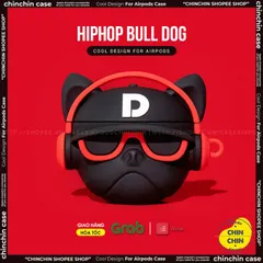 Vỏ Bọc AirPods Chó Bull Hiphop Đỏ - Phụ Kiện Tai Nghe Sillicone Cho Hộp Sạc AirPods 1 2
