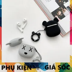 Vỏ Bọc Tai Nghe Không Dây Gấu Mắt X Kaws - Case Silicon Dễ Thương Cho Airpods 1 2 I11 I12 - Phụ Kiện Chất Lượng Cao