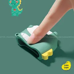Vỏ Bọc AirPods Khủng Long Bờm Vàng - Silicon Dẻo Siêu Cute Cho Hộp Sạc AirPods 1 2, Tặng Kèm Móc Đeo
