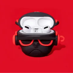 Vỏ Bọc AirPods Siêu Cute Hiphop Chó Bull Đeo Tai Nghe Đỏ - Phụ Kiện Silicone Cho Hộp Sạc AirPods 1 2