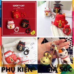 Móc Khóa Mèo Thần Tài Siêu Chất - Phụ Kiện Dễ Thương Treo Vỏ Case Airpod 1 2 PRO - Thiết Kế Nhỏ Nhắn, Silicon Mềm mại