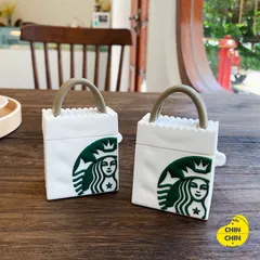 Vỏ Bọc Tai Nghe AirPods Silicon Dẻo Túi Xách STARBUCK Cho Hộp Sạc AirPods Pro 1 2 - Phụ Kiện Siêu Cute, Tặng Móc Đeo
