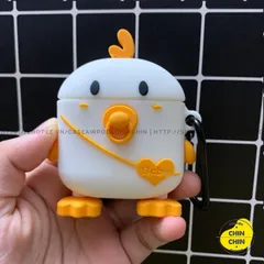 Vỏ Bọc AirPods Silicon Hình Vịt Baby Đeo Túi - Phụ Kiện Độc Đáo Cho AirPods 1 2 PRO