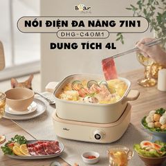 Nồi Lẩu Điện Đa Năng 7 in 1 Bear DHG-C40M1 - Dung Tích 4L, Công Suất 1500W, Thiết Kế Hiện Đại, Dễ Vệ Sinh