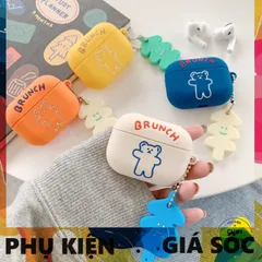 Vỏ Bọc AirPods Gấu Bear Brunch Brother - Phụ Kiện Silicon Dẻo Siêu Cute Cho Hộp Sạc Tai Nghe AirPods 1 2 PRO