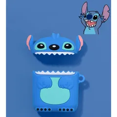 Vỏ Bọc AirPods Silicon Cute Stitch Xanh - Phụ Kiện Chính Hãng Cho Tai Nghe AirPods 1 2 PRO, Chất Liệu Mềm Dẻo